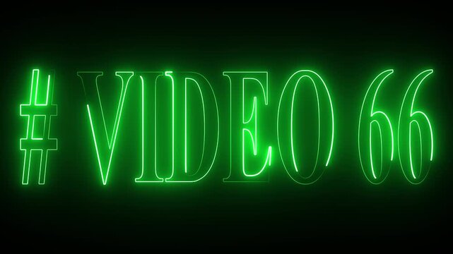 VIDEO - 66 text font with neon light . Video Neon Text advertisement promo animation video with dark background . Glowing neon text animation.