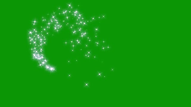 Magic light effect curve trail magic sparkling bokeh effects, fairy dust sparkle particles, magic dust and pixie dust path, twinkling star particles and magical fairy dust trails on green screen. 4k