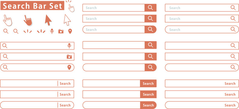 英語「Search」の検索窓UIバリエーションセット