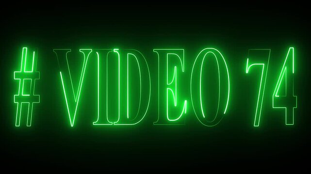 VIDEO - 74 text font with neon light . Video Neon Text advertisement promo animation video with dark background . Glowing neon text animation.