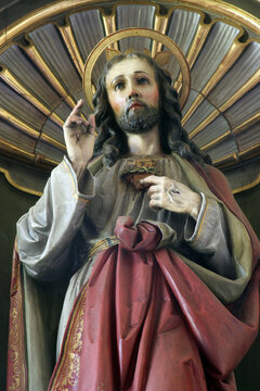Sacred Heart of Jesus, statue on the main altar in the parish church of the Sacred Heart of Jesus in Velika Pisanica, Croatia