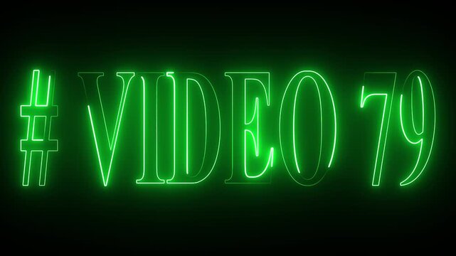 VIDEO - 79 text font with neon light . Video Neon Text advertisement promo animation video with dark background . Glowing neon text animation.