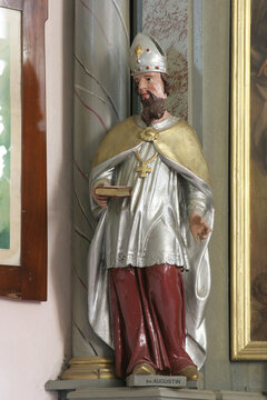 Saint Augustine, statue on the Altar of the Holy Trinity in the parish church of Saint Michael the Archangel in Miholec, Croatia