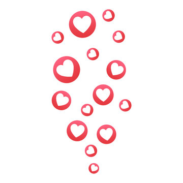Love Button Stream. Floating red heart emoticons, social media live video reaction icons