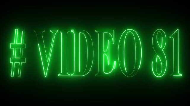 VIDEO - 81 text font with neon light . Video Neon Text advertisement promo animation video with dark background . Glowing neon text animation.