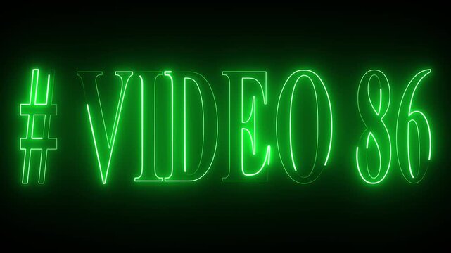 VIDEO - 86 text font with neon light . Video Neon Text advertisement promo animation video with dark background . Glowing neon text animation.