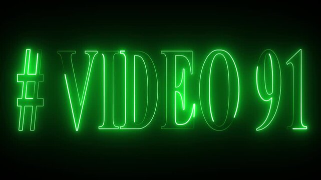 VIDEO - 91 text font with neon light . Video Neon Text advertisement promo animation video with dark background . Glowing neon text animation.