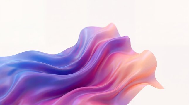 Flowing fabric wave satin cloth purple pink peach white background ideal for fashion brand advertising beauty product banners textile promotions flyers brochures and luxury packaging designs