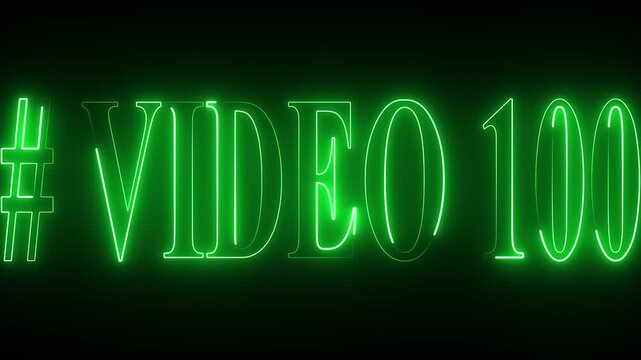 VIDEO - 100 text font with neon light . Video Neon Text advertisement promo animation video with dark background . Glowing neon text animation.