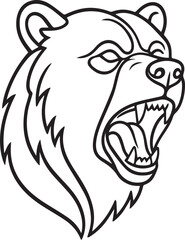 Obraz premium Continuous Line Art Roaring Bear Head Vector