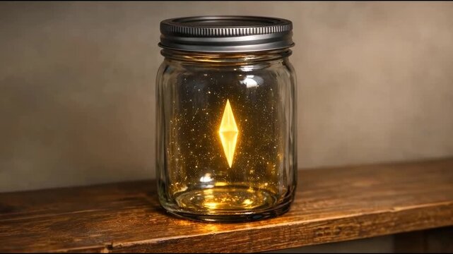 A clear glass jar with a star-shaped object inside