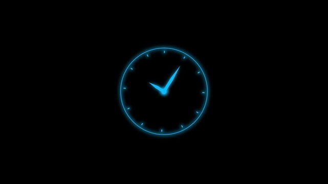 Clock face animation displays subtle tick marks on a dark dial. Chronological time management telemetry guides this clock face animation. Precise digital countdown schedules run on clock.