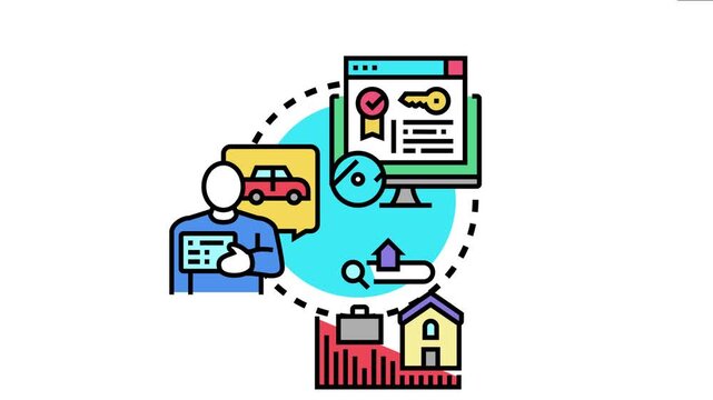 Person using an online platform for open licensing, managing intellectual property and distributing digital information, cars, and real estate, access and usage rights