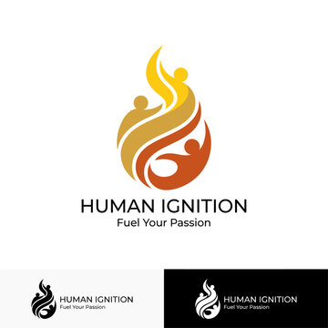 This stylized flame logo captures the essence of passion and human connection, featuring vibrant colors representing energy and inspiration, ideal for motivational branding.