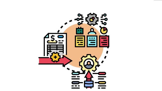 Object oriented programming system concepts visualizing software development methodology with structured data, functions, and a clear flow for efficient digital technology management