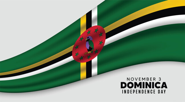 Dominica Independence Day flag waving design celebrating national pride freedom vector poster