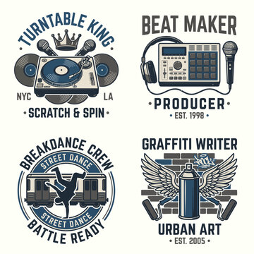 A lively logo design showcasing Turntable King with music elements, highlighting the vibrant culture of hip-hop and urban creativity, perfect for music producers and DJs since 2000.