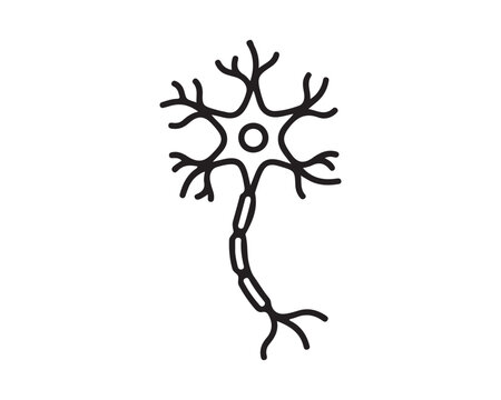 Vector illustration of a single neuron cell for medical or scientific study with nerve cell nervous system biological cell medical icon brain cell