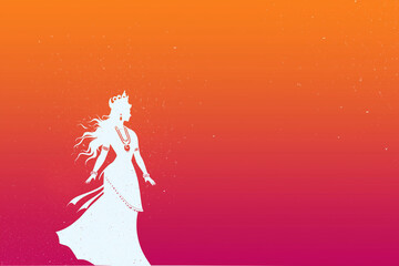 Fototapeta premium Clean Navratri social media graphic with Durga silhouette and copy space. 