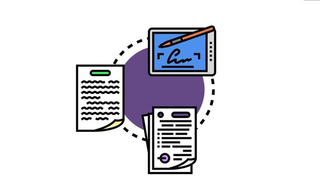 Digital tablet and stylus digitizing signatures for online documents, creating an efficient and secure paperless workflow for electronic contracts and business agreements