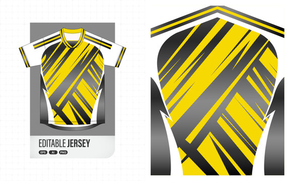 Athletic Jersey Design with Diagonal Yellow and Black Stripes