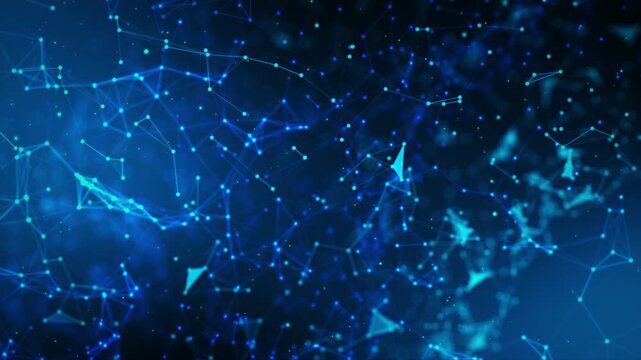 Abstract background dot connection line on the dark background for network technology and futuristic concept