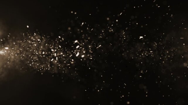 Flying Dust Embers and Fiery Sparks Rising Over Dark Background, Cinematic Burning Flame VFX Overlay for Video and Motion Graphics