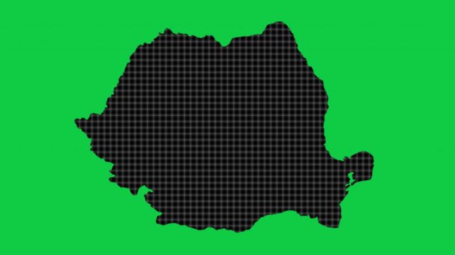Romania black cells effect map pop animation green background