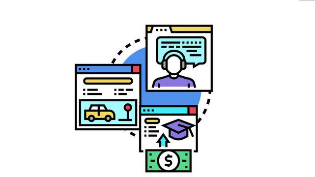 Online learning micro lessons delivering knowledge through various digital platforms, focusing on skill development, remote education, and educational technology concepts