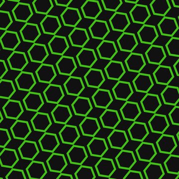 Green hexagon pattern on black background geometric science abstract design