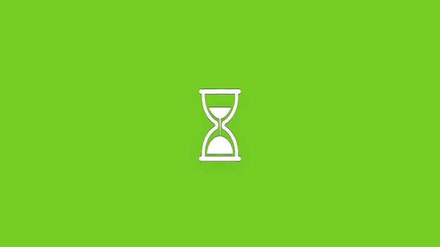Animated hourglass sand timer spinning and flipping on a green screen chroma key background.