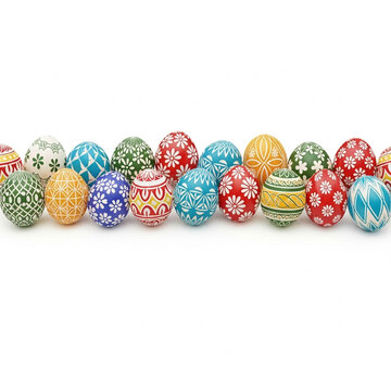 Traditional Decorated Easter Egg Assortment Background for Festive Spring Celebration