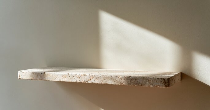 Minimalist stone floating shelf on wall