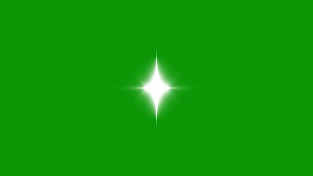 4k white cartoon sparkle star twinkle animation seamless loop, glowing doodle glitter stars blinking with festive shining light trails, transparent alpha channel overlay on green background 4k video