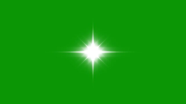 4k twinkle sparkle star animation in night sky on green background, twinkling star motion graphics, glowing shinning stars and magical starry sky with blinking shining sparkle particles 4k video