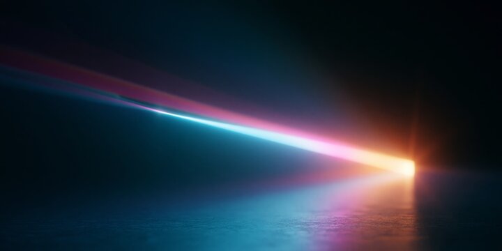 Colorful light beam in dark space