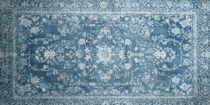 Vintage blue floral patterned rug