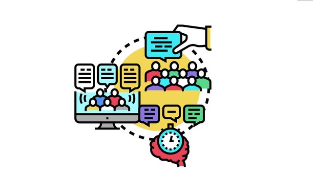 Digital community members engaging in online discussions and virtual collaboration, sharing ideas and opinions through messaging platforms and forums