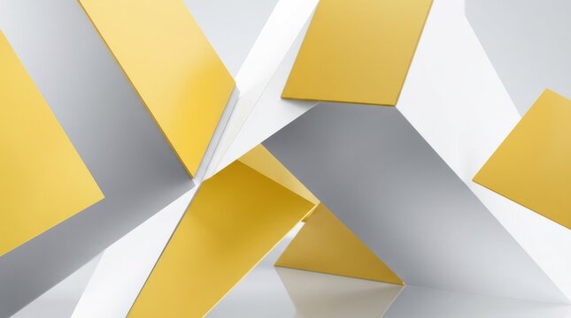 Abstract Geometric Shapes Yellow and Gray Background.