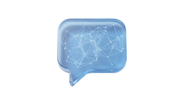 3D blue chat speech bubble icon isolated on white background for customer support messaging communication app banner