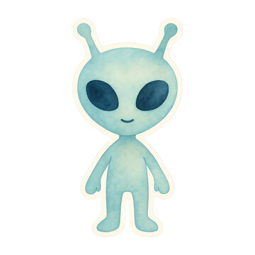 PNG Cute blue alien illustration.