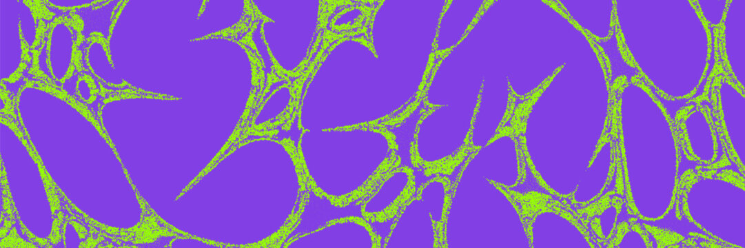 Neon punk neo-tribal pattern purple and acid green element. Grunge banner with cyber sigilism style texture. Vector asset for streetwear, merch, t-shirt.