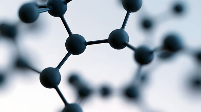 Close up of a molecular structure with interconnected spheres and rods  showing scientific precision and abstract geometric patterns