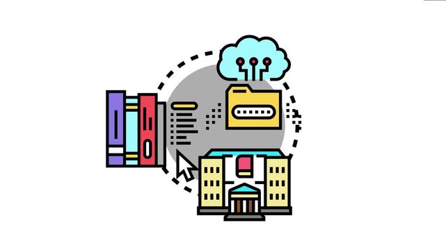 Library holdings concept digital content delivery, document sharing, and database management through cloud computing for information accessibility