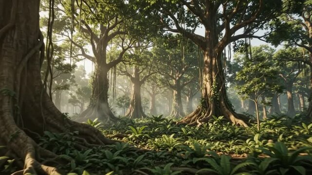Lush Ancient Forest Landscape Inspired by Ramayan Epic