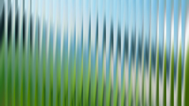 Vertical ribbed glass texture with blurred green and blue background colors