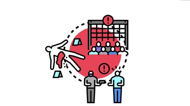 People facing law enforcement and criminal proceedings, with scenes of a crime and a person being robbed or threatened, an of illegal and unethical actions