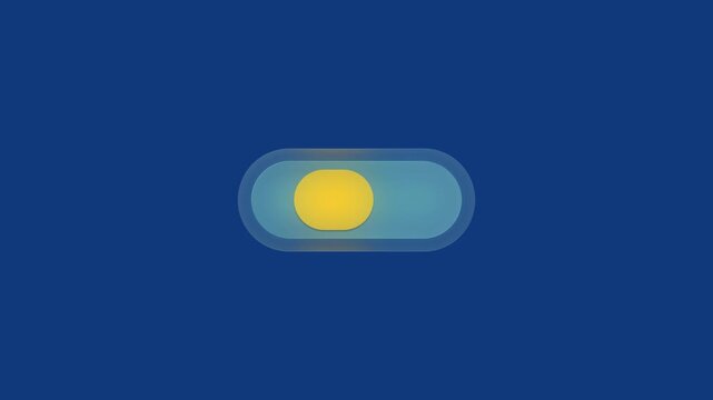 Toggle switch day or night graphic illustration featuring a glowing yellow button against a solid dark blue background.