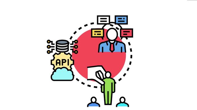 Business leader overseeing a unified management strategy, integrating team members and digital solutions like api and cloud computing for streamlined operations and effective project execution