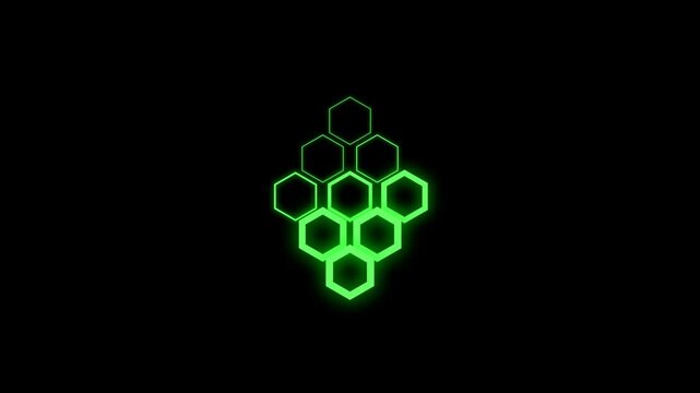 Abstract Glowing Green Hexagon Grid Motion Animation